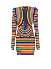 Short Dress In Multicoloured Rolled Knit