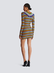 Short Dress In Multicoloured Rolled Knit