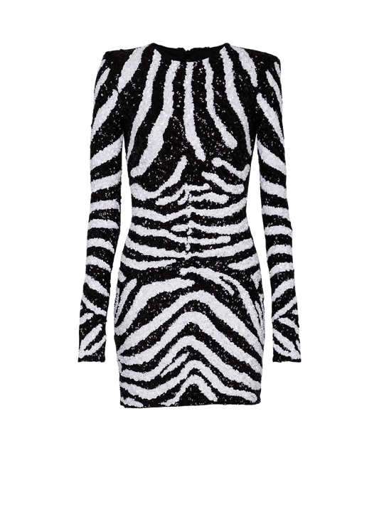 Short Two-Tone Zebra Sequin Dress