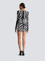 Short Two-Tone Zebra Sequin Dress