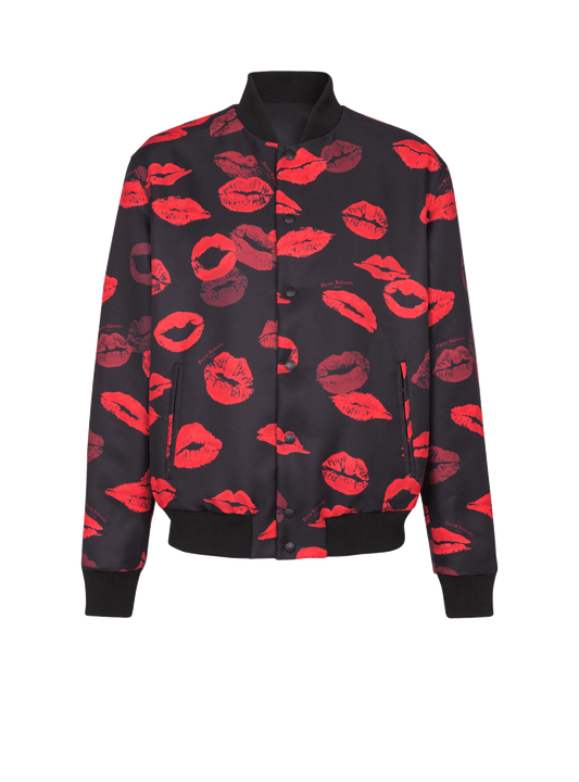 Reversible Bomber Jacket In Plain And Kiss-Print Nylon