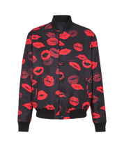 Reversible Bomber Jacket In Plain And Kiss-Print Nylon