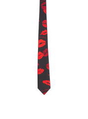 Slim Silk Tie With Kiss Print