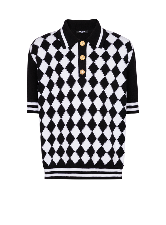 Diamond Polo Shirt In Two-Tone Cotton