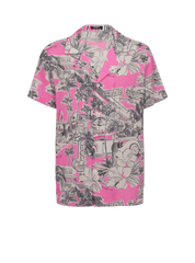 Short-Sleeved Silk Pyjama Shirt With Miami Print