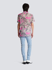 Short-Sleeved Silk Pyjama Shirt With Miami Print