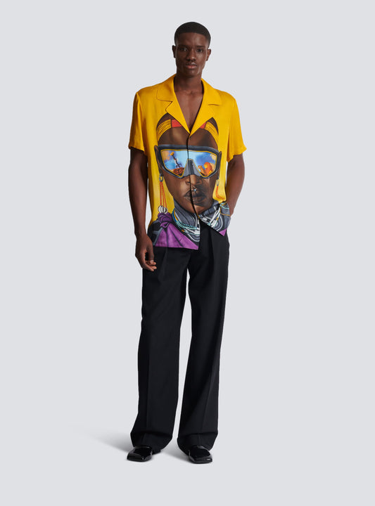 Disney x Balmain: The Lion King - Satin Pyjama Shirt With Nika Mtwana Print