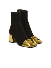 Edna Ankle Boots In Suede And Mirrored Leather