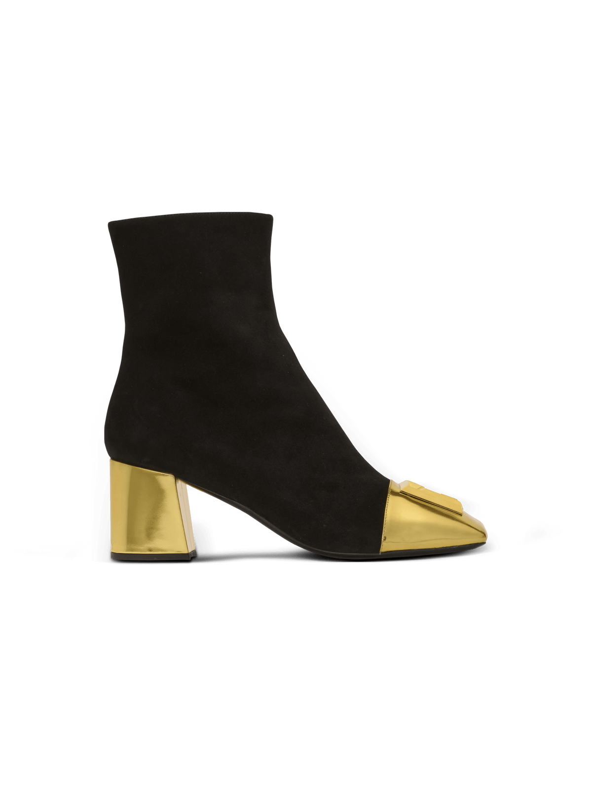 Edna Ankle Boots In Suede And Mirrored Leather