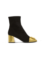 Edna Ankle Boots In Suede And Mirrored Leather