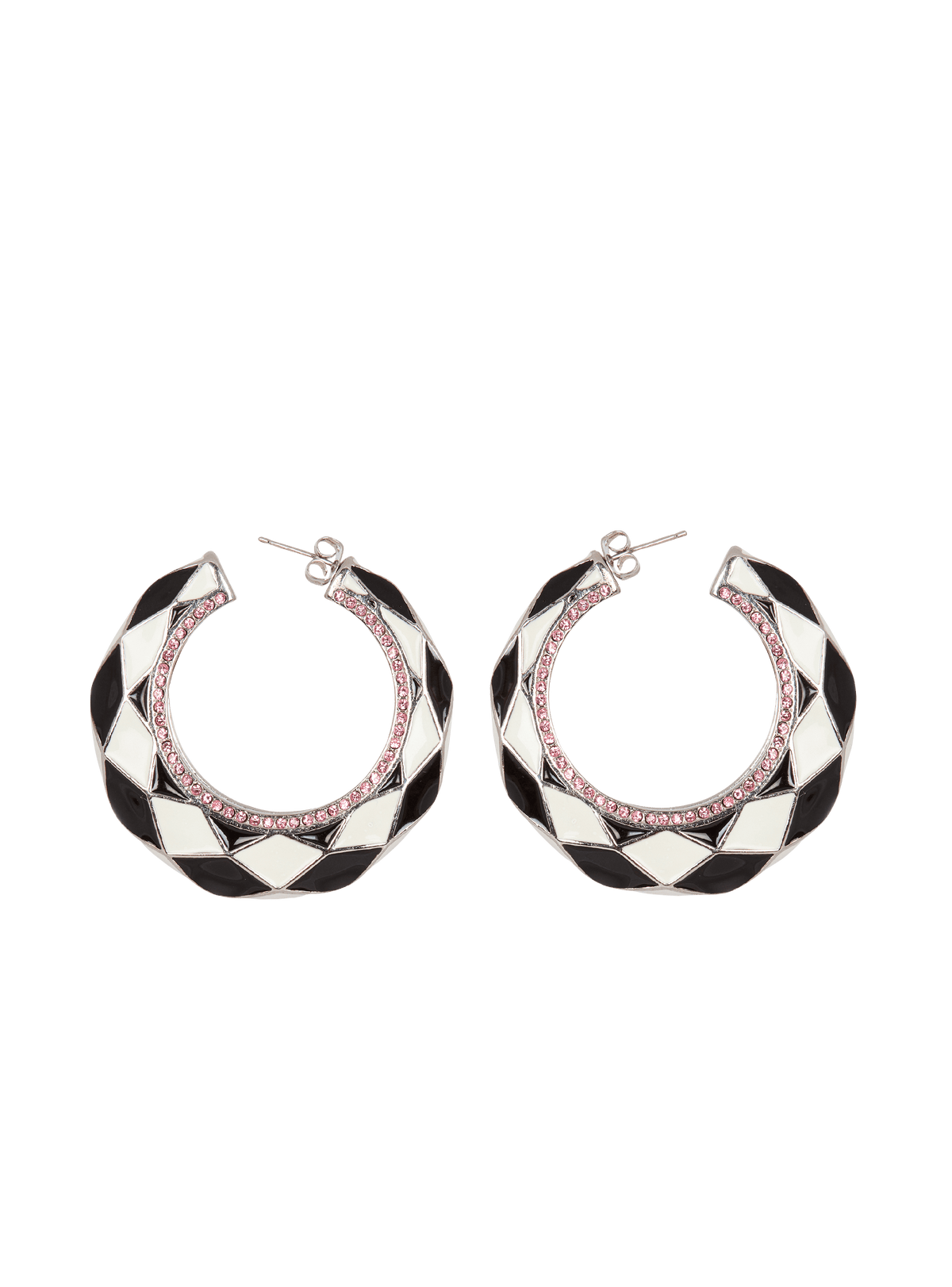 Diamond enamelled two-tone hoop earrings