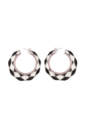 Diamond enamelled two-tone hoop earrings