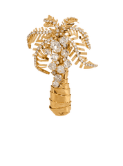 Brass and crystal palm tree brooch