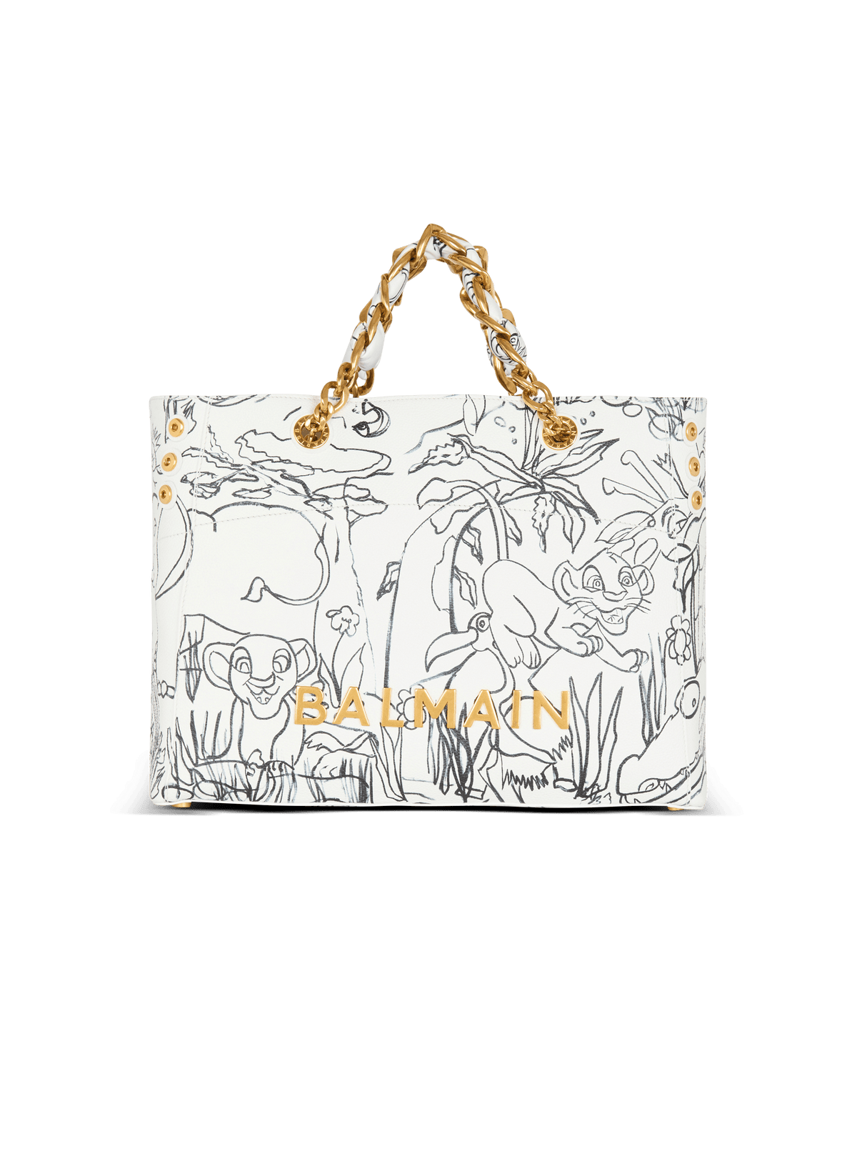 Disney X Balmain: The Lion King - 1945 Soft Tote Bag In Enfant Précoce Print