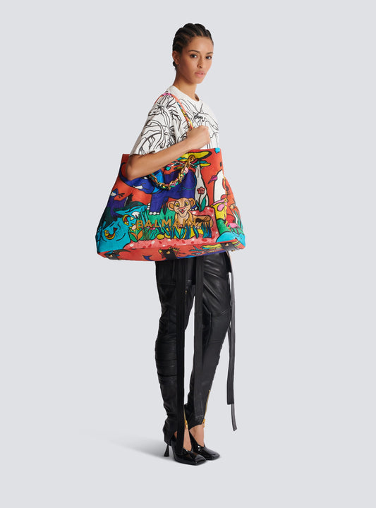 Disney x Balmain: The Lion King - 1945 Soft XXL Tote Bag In Enfant Précoce Print