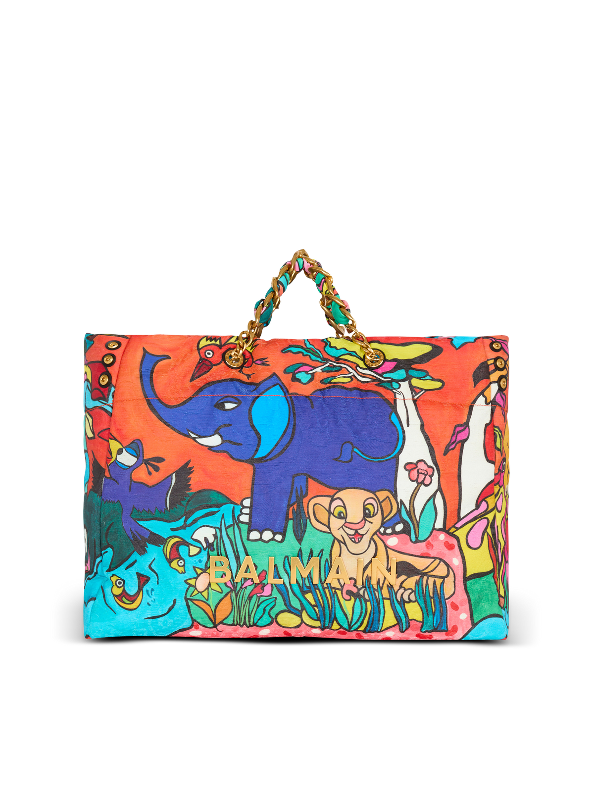 Disney x Balmain: The Lion King - 1945 Soft XXL Tote Bag In Enfant Précoce Print