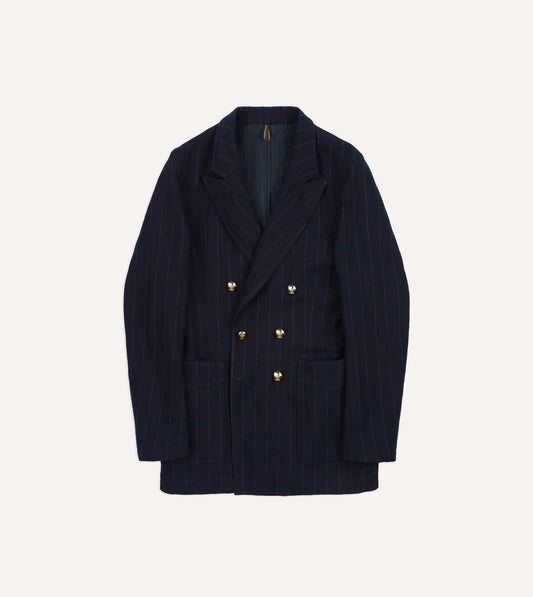 Navy Pin Stripe Wool-Cotton Games Blazer Mk. III