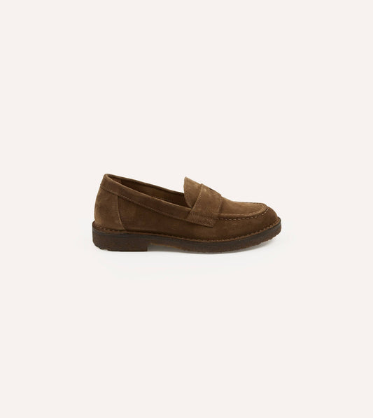 Suede Canal Penny Loafer with Crepe Sole