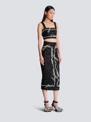 Sequin Midi Skirt With "Love Letter" Embroidery