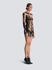 Short Embroidered Dress With Body Motif