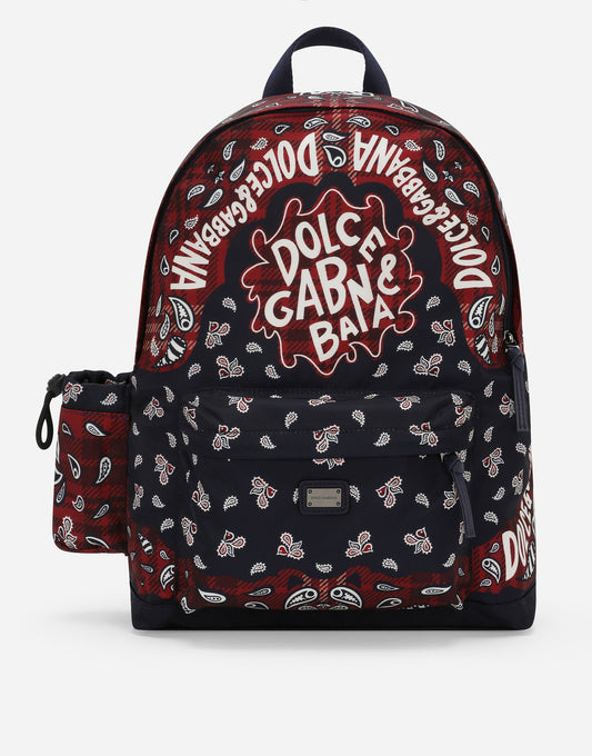 Nylon Backpack With Bandanna Print