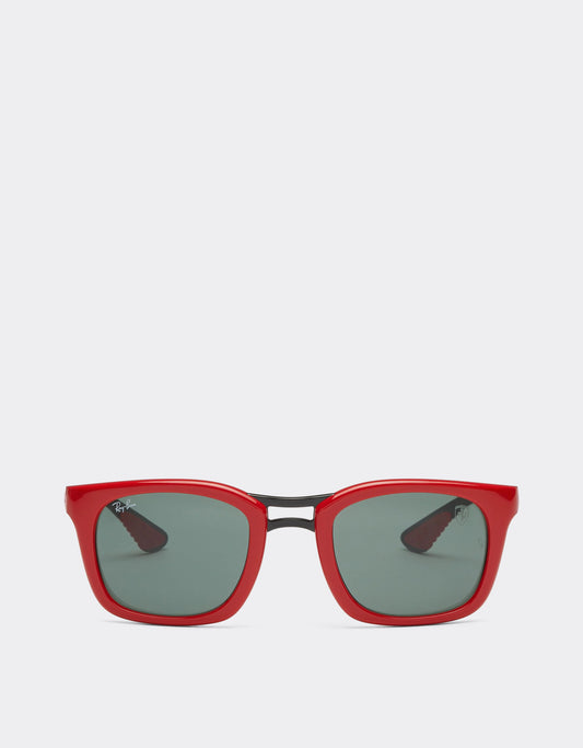 Ray-ban For Scuderia Ferrari Rb8362mf Red/dark Carbon With Dark Green Lenses