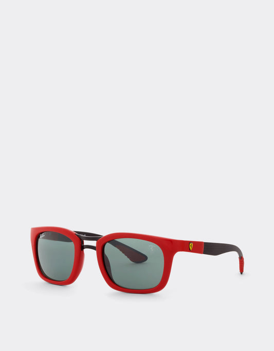 Ray-ban For Scuderia Ferrari Rb8362mf Red/dark Carbon With Dark Green Lenses