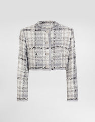 Short Check Lurex Raschel Tweed Jacket