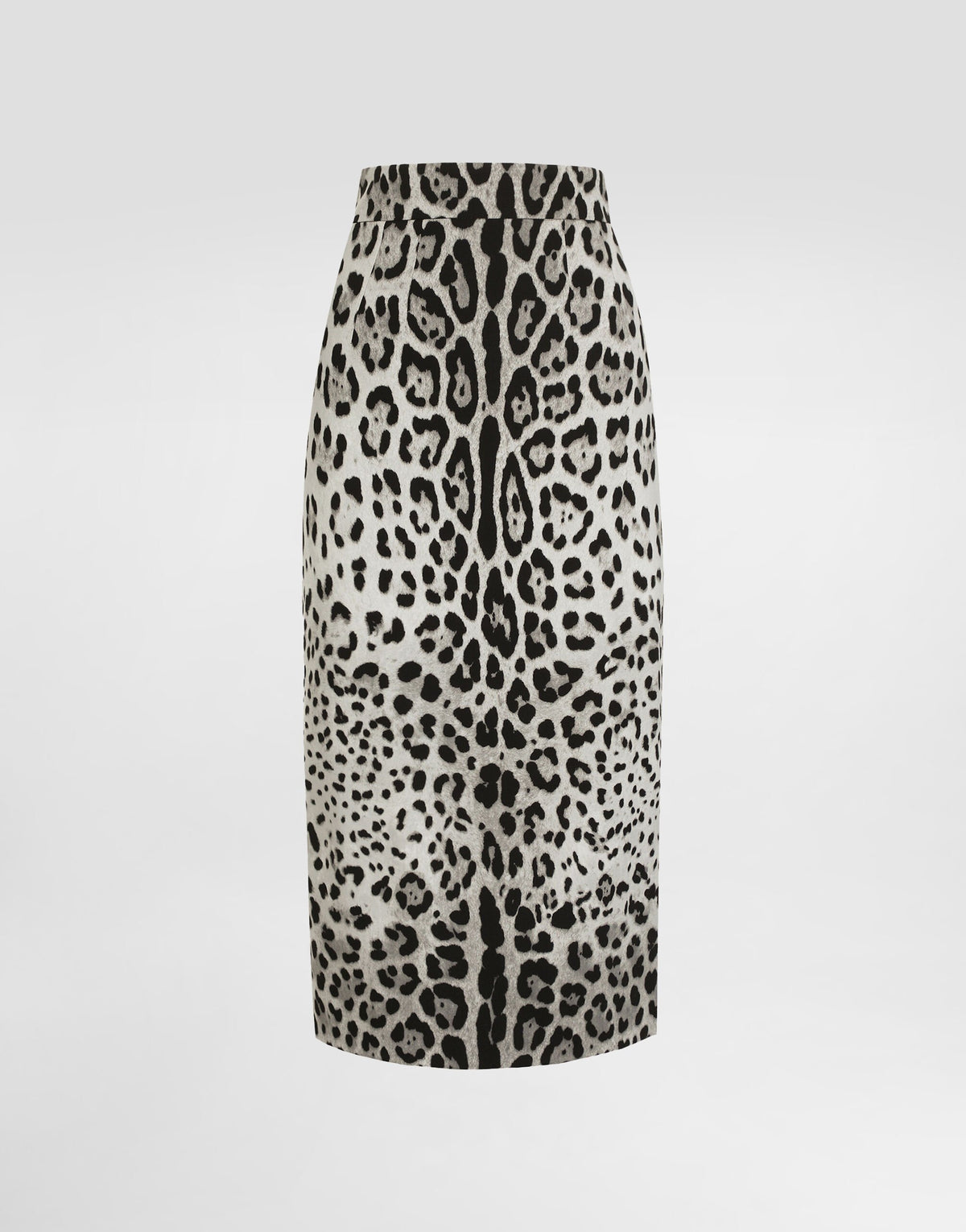 Charmeuse Calf-Length Pencil Skirt With Leopard Print