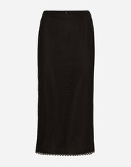 Mesh Calf-length Pencil Skirt