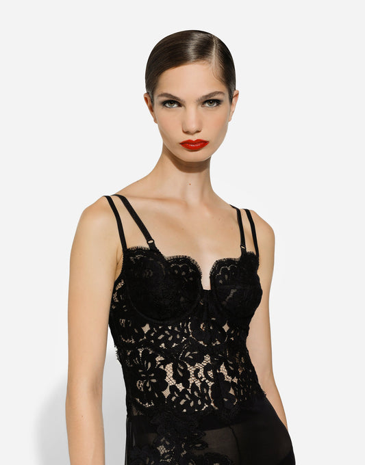 Long Silk Chiffon And Chantilly Lace Slip Dress