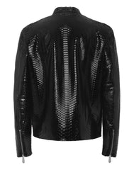 Python Leather Moto Jacket