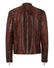 Python Leather Moto Jacket