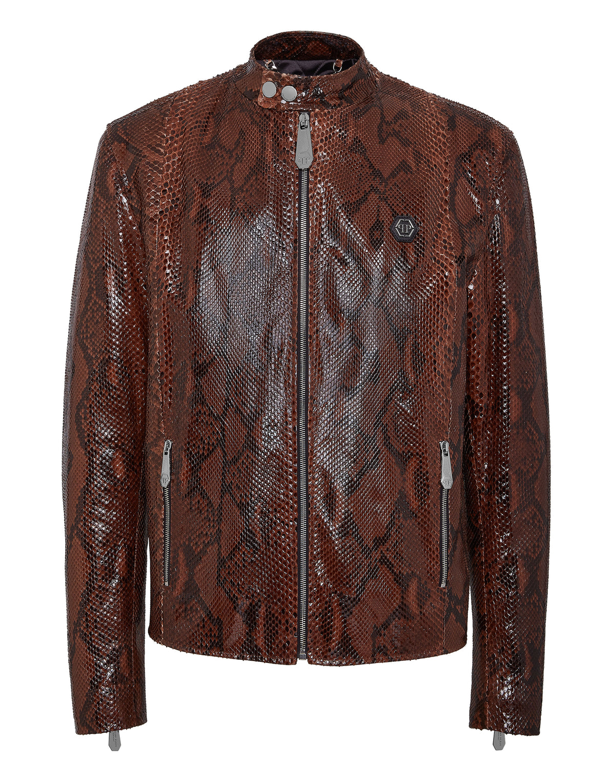 Python Leather Moto Jacket