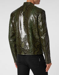 Python Leather Moto Jacket