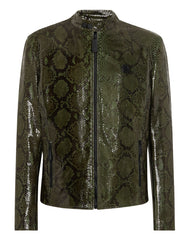 Python Leather Moto Jacket