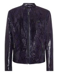 Python Leather Moto Jacket