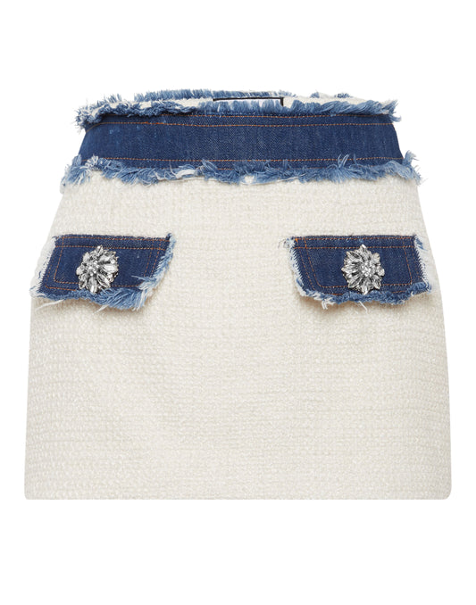 Tweed Denim Mini Skirt