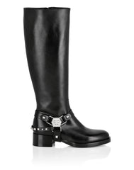 Leather Boots High Flat