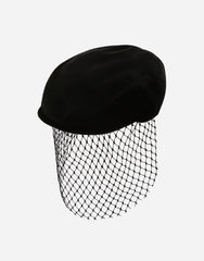 Velvet Flat Cap With Veil