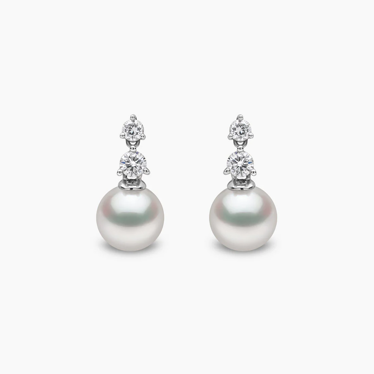 Diamond Classic 18K Gold Akoya Pearl and Diamond Earrings