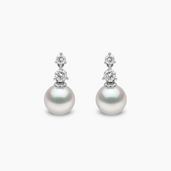 Diamond Classic 18K Gold Akoya Pearl and Diamond Earrings