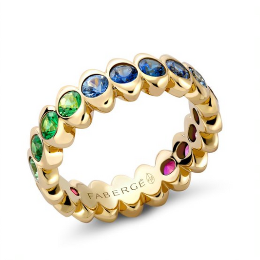 Colours of Love Cosmic Curve Rainbow Multicoloured Gemstone Eternity Ring