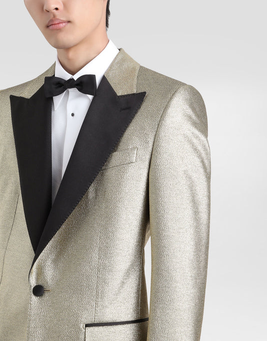 Single-Breasted Lamé Jacquard Tuxedo Jacket