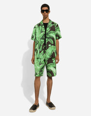 Silk Hawaiian Shirt With Banana Tree Print