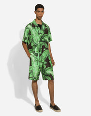 Silk Hawaiian Shirt With Banana Tree Print