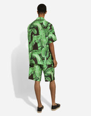 Silk Hawaiian Shirt With Banana Tree Print