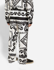 Marina-Print Silk Pajama Pants