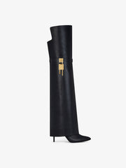 Shark Lock Stiletto over-the-knee boots in leather