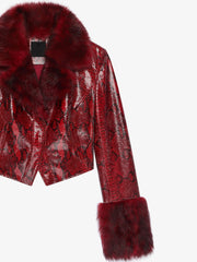 Slim Fit Jacket In Python Print Leather And Fur